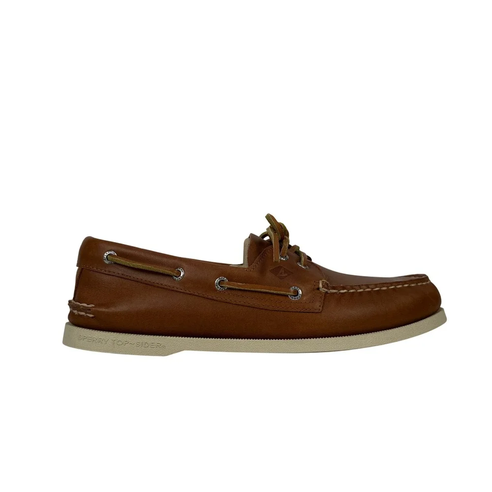 Sperry Authentic Original Boat Shoes Mens 10.5 Wide Tan Leather 2 Eye Slip On